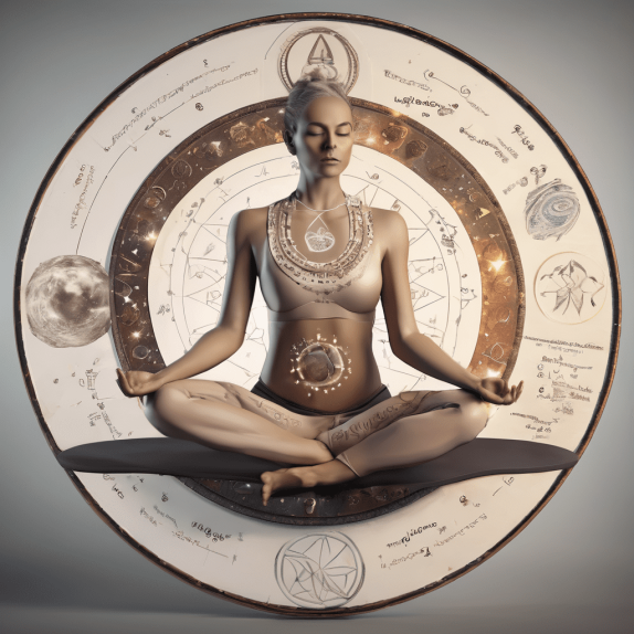 Phelix - Woman doing yoga in an astrology wheel